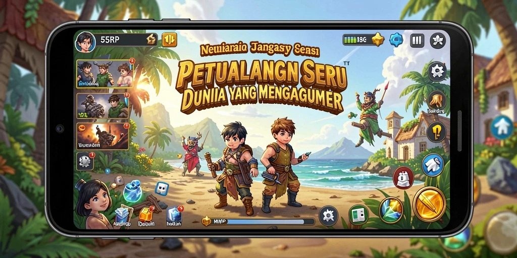 Tampilan gameplay <strong>55RP</strong> menunjukkan petualangan yang menegangkan dan penuh warna.