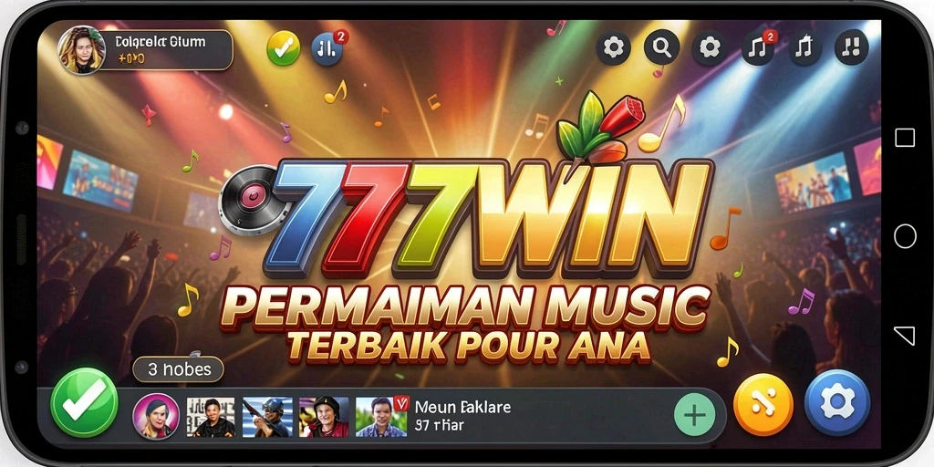 Tampilan gameplay <strong>777WIN</strong> yang menampilkan berbagai tantangan musik.