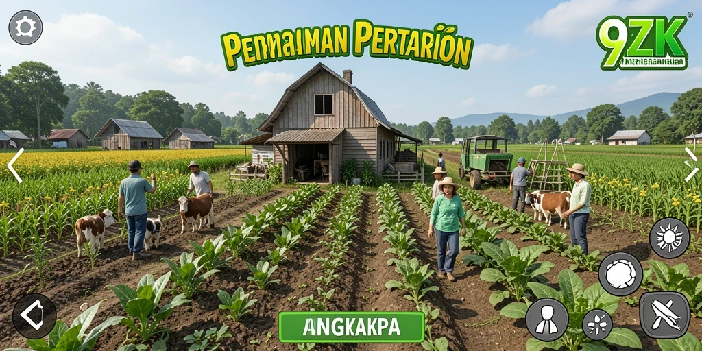 Tampilan gameplay pertanian yang seru di 9ZK.