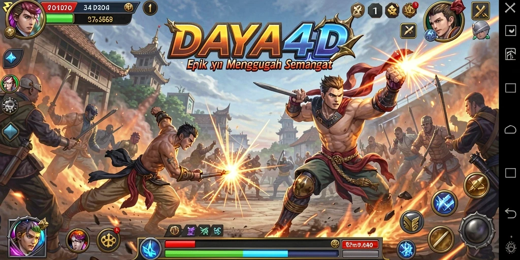 Screenshot utama dari DAYA4D menampilkan momen pertarungan yang mendebarkan.