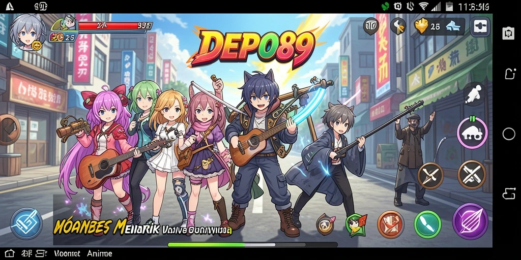 Tampilan gameplay DEPO89 yang penuh aksi dan karakter Anime.