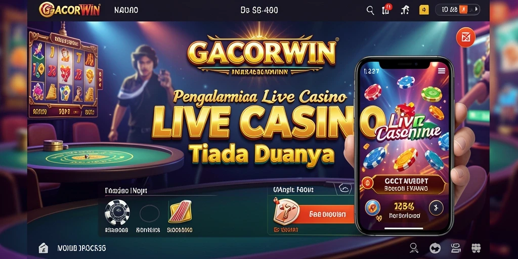 Screenshot gameplay GACORWIN menampilkan dealer profesional dan interaksi pemain.