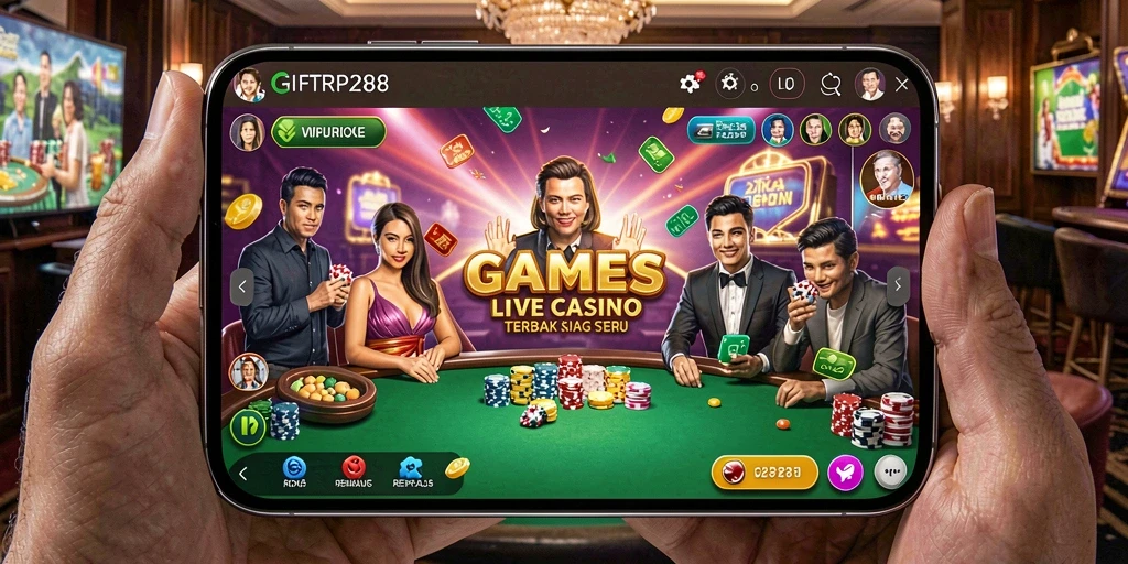 Screenshot gameplay GIFTRP288 menampilkan suasana kasino yang autentik dan menyenangkan.