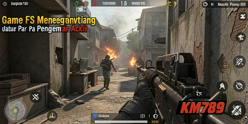 Screenshot gameplay KM789 yang menunjukkan aksi tembak menembak mendebarkan.