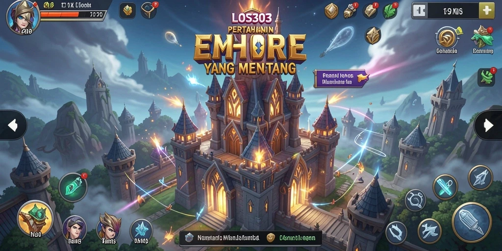 Tampilan gameplay menakjubkan dalam LOS303 saat melindungi benteng dari serangan.
