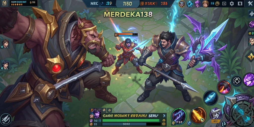 Screenshot gameplay MERDEKA138 yang menampilkan pertarungan seru antar hero.