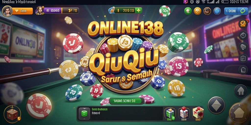 Tampilan screenshot utama ONLINE138 menunjukkan gameplay QiuQiu yang seru.