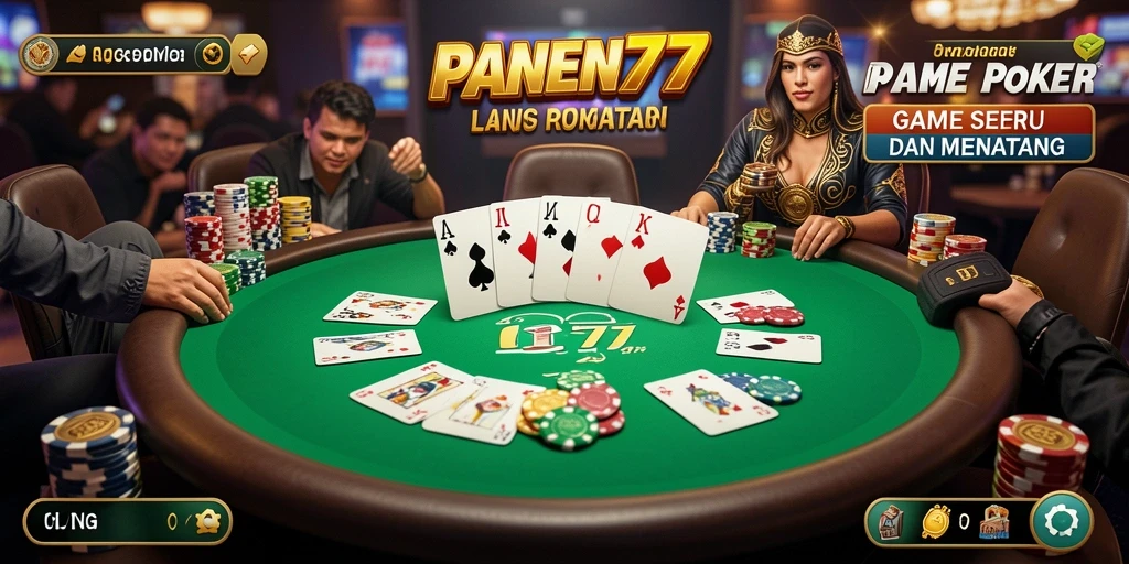 Screenshot menunjukkan aksi seru saat bermain poker di PANEN77.